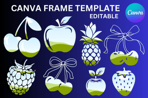 Design Stunning Fruit Art with Cherry 8 Fruits Canva Frame Templates