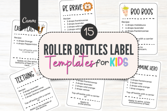Essential Oil Roller Blend Label Templates for Canva