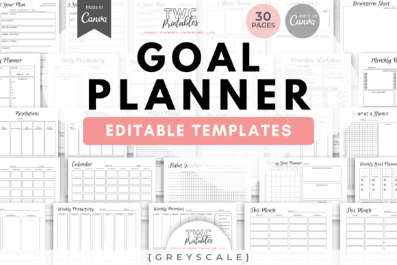 Master Your Goals with GREYSCALE Planner Templates