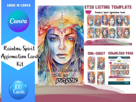 Mastering the Rainbow Affirmation Card Canva Templates